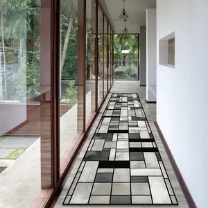 Modern Minimalist Style Kitchen Runner Rug, 1 Count Geometric Pattern Non-slip Soft Kitchen Floor Mat, Stain Resistant & Easy to Clean Kitchen Floor Mat