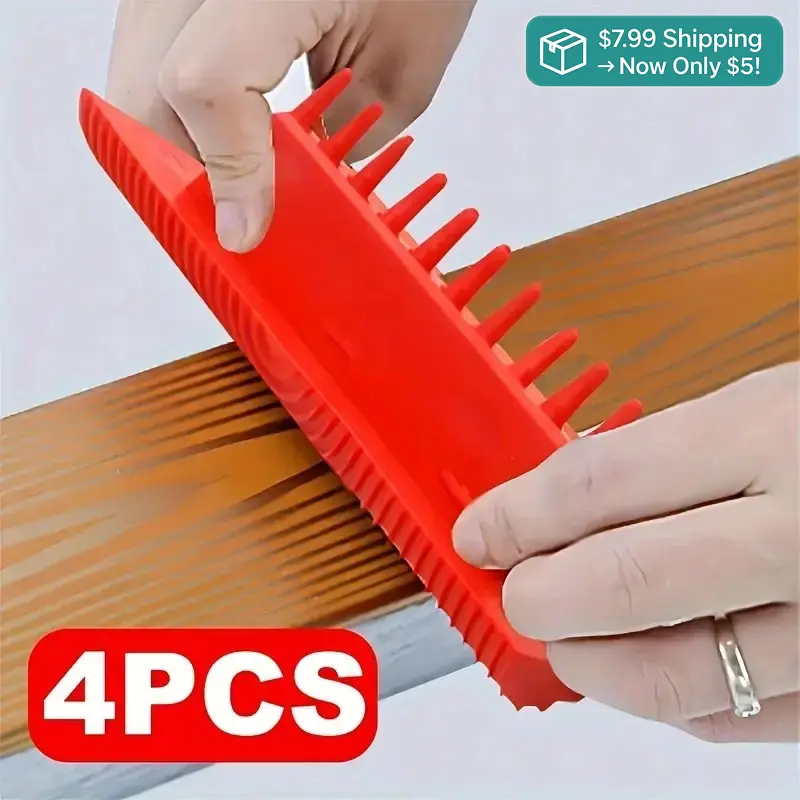 Wood Graining Rubber Roller & Paint Brush Set (4 Sizes, Durable Material) – DIY Home Decoration Tool for Realistic Wood Grain Effects on Walls & Furniture, Faux Finish Accessory, Furniture Refinishing Kit, Wood Texture Maker