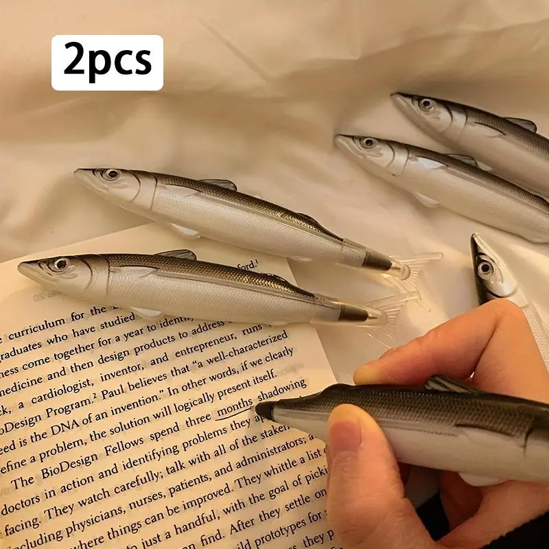 3D Fish Design Ballpoint Pen, 2pcs 0.5mm Cute Creative Funny Pen, Office Stationery for School Students, Cute Desk Accessories, School Supplies