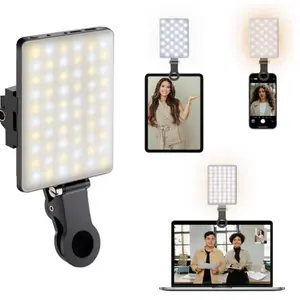 NPTCL 60 LED Portable Slefie Light - Rechargeable Video Conference Lighting with Clip & Camera Tripod Adapter, 2200mAh, CRI 97+, 3 Light Modes for Phone, iPhone, Webcam, Laptop, Photo, Makeup