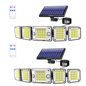 2Pack waterproof Solar Outdoor Lights - 7600Lum 240° Dual Motion Sensor 560 LED, Separate Panel, 16.5Ft Cable, Dusk to Dawn Lighting Mode, Security Solar Powered Flood Light for pathway Porch Yard Shed Wall outdoor road street lamp garden patio