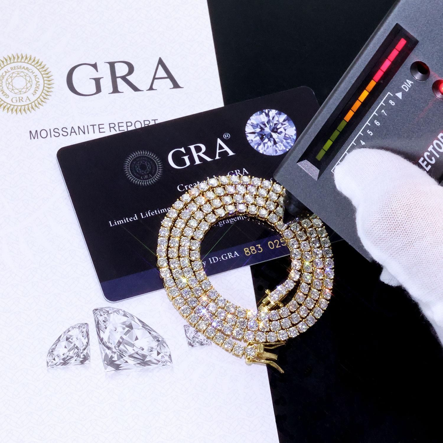 ESKEEM Moissanite Tennis Chain Necklace 925 Silver Iced Out VVS Pass Diamond Tester 2/3/4/5mm Tennis Chain Fine Jewelry