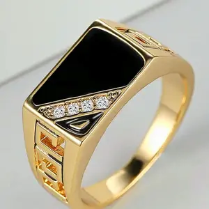 1 pc Fashion Ring for Men, Stainless Steel Cubic Zirconia Stone, Suitable for Party, Wedding ring, Engagement ring, Valentine's Day Jewelry Gift