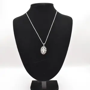 Sterling silver Virgen de Guadalupe Pendant and Chain - Silver with Decorative Design - 20 inch Elegant Chain Style - Traditional Religious Jewelry.