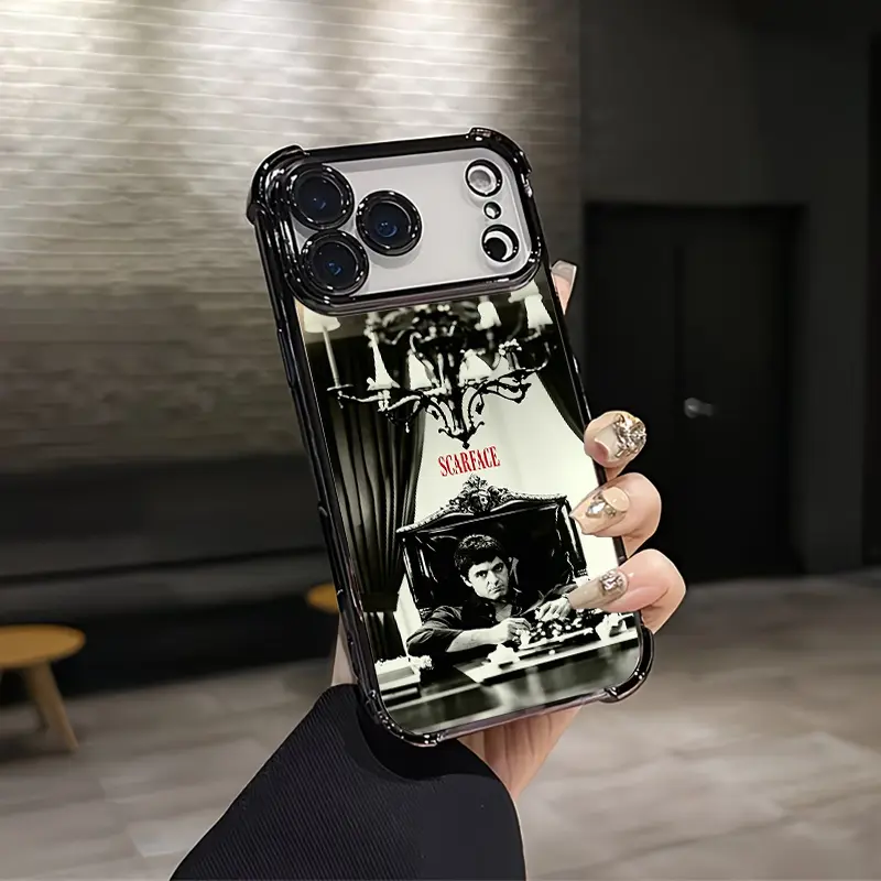 Retro Hustle Scarface Aesthetic Custom Smartphone Case, Soft Silicon TPU Shockproof Protection for iPhone 17/16/15/14/13/12 Plus Pro Max & Samsung 22/23/24/25 Plus Pro Max Ultra, Vintage Handheld Cellphone Protector Trendy Gift, Devices