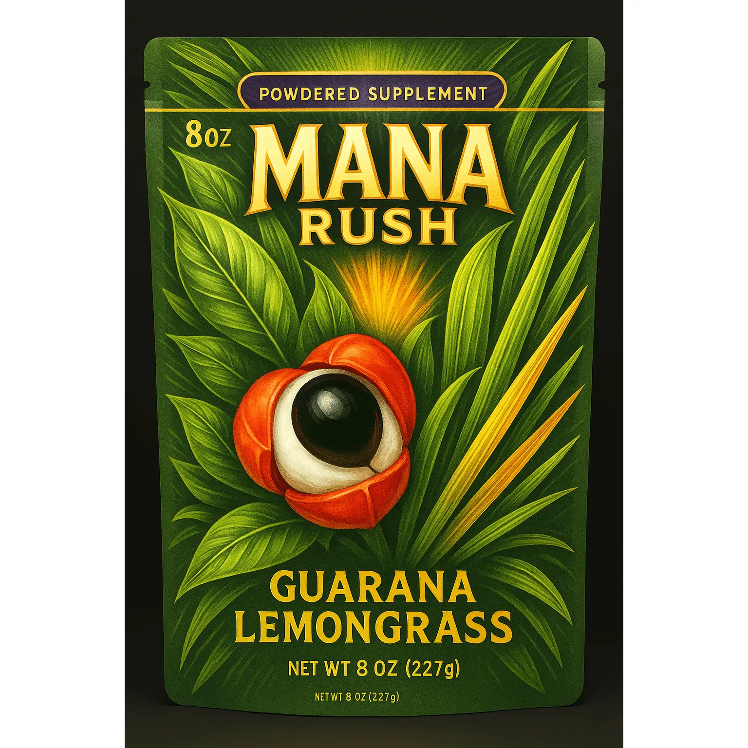 Guarana Energy Powder, Sugar-Free – Lemongrass – Mana Rush – 5oz