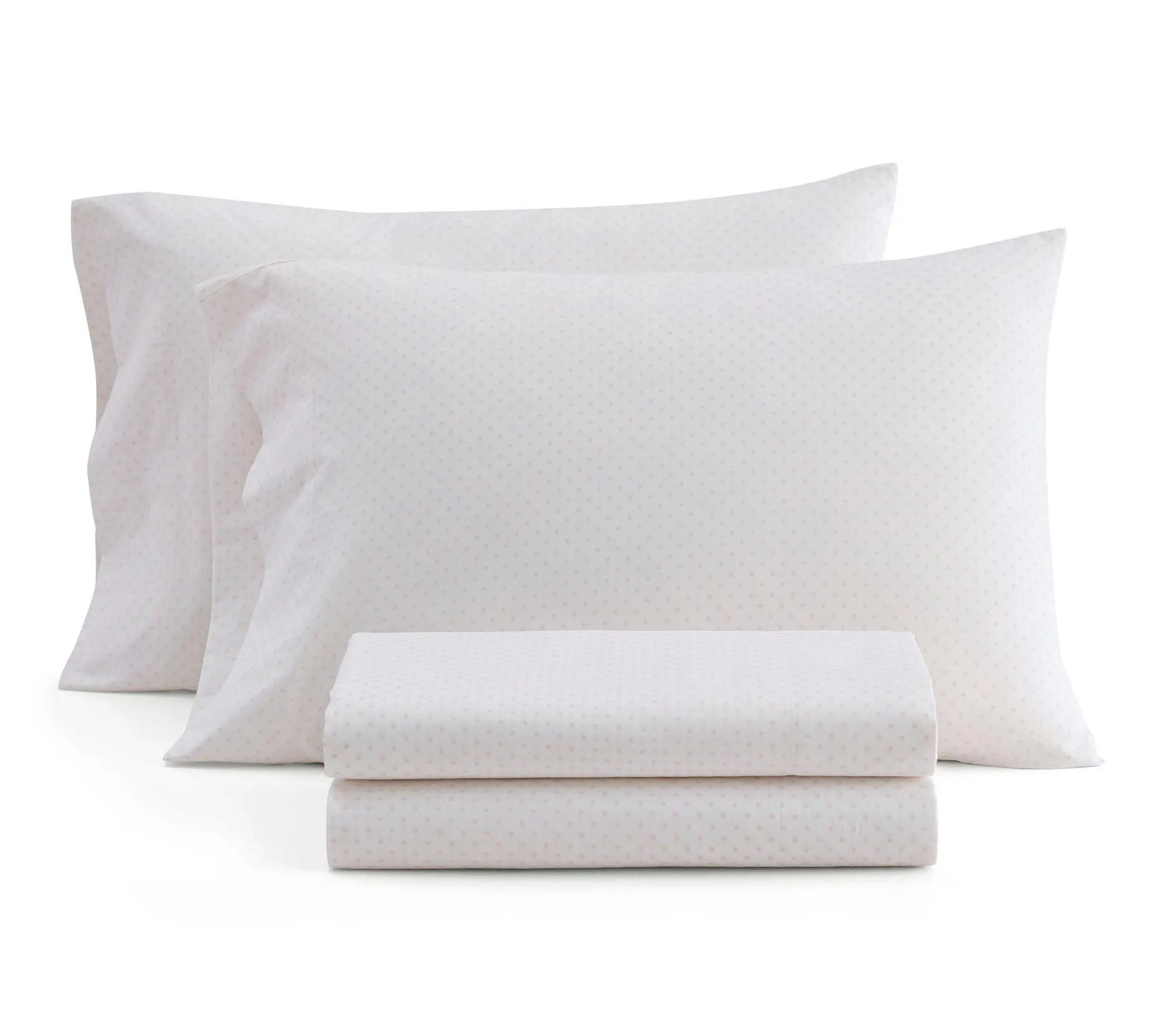Martha Stewart Polka Dot White/Peach Cotton Full Sheet Set