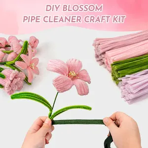 575 Flower Craft Kits, Chenille Stems in Various Colors, Bulk Pipe Cleaners, Floral Wire, Gardening Tape, Bouquet Stamens, Ribbons