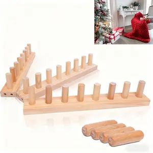 45" Chunky Yarn Loom, Beginner Hand Loom with Detachable Wooden Frame, Size No Needles, DIY Blanket Weaving Loom, Wood No Coating