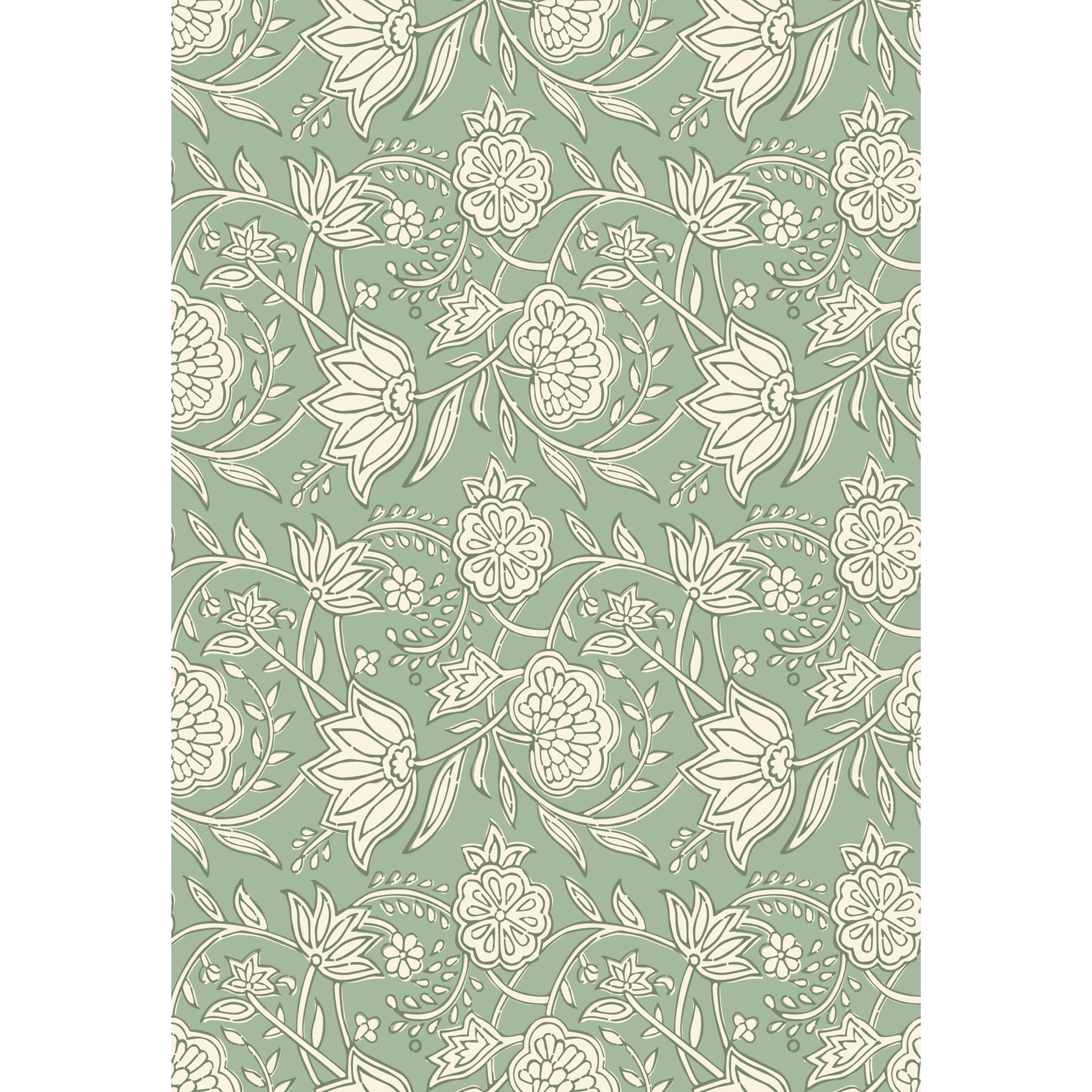 Eco-Friendly Peel and Stick Wallpaper Sheets Block Print Floral Design 12 Sheets 11 x 16 inches for Living Room Bedroom Kitchen Hallway Office