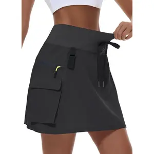 Women's Hiking Cargo Skort Skirt High Waisted Golf Dressy Casual with Zipper Pockets Workout Sport Quick Dry Skirts