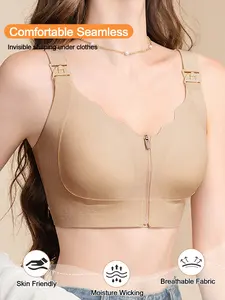 Post Surgery Bra for Women - Zip Front Closure Compression Support, Wireless with Adjustable Straps for Recovery