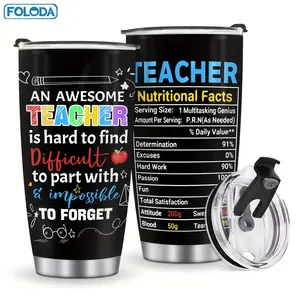 Foloda-Fun Teacher Tumbler Stainless Steel 20oz with Lid, Teacher Coffee Mug-Teacher Travel Cup-Teacher's Accessories Gifts for Women Men Teacher Roommate for Christmas Birthday Teachers 'Day Perfect Art Gifts Outdoor Travel Cup-Keep Drink Hot&Cold