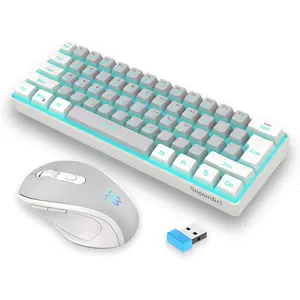 2.4G Wireless Gaming Keyboard and Mouse Combo 60 Percent Mechanical Feel Mini Keyboard Ergonomic Vertical Mouse for PC Laptop Computer Red Black