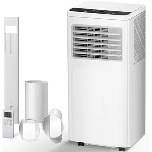 R.W.FLAME 10,000 BTU Portable Air Conditioner, 3-in-1 Portable AC Unit, 4 Modes with 24H Timer/LED Display/Remote Control/Installation Kits for Bedroom/Living Room/Office, White