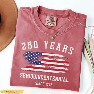 Comfort Colors Retro Usa 250 Shirt, Independence Day Shirt, Celebrate 250th Anniversary Shirt Usa Flag Tee 4th of July Shirt Patriotic Gift - LORA ATCHER