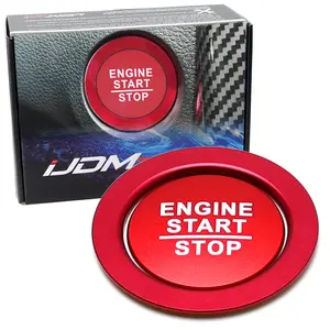 iJDMTOY Sports Red Engine Start/Stop Push Start Button Decoration Cover & Surrounding Ring, For Honda 2016-21 Gen10 Civic, 2022-up Gen11 Civic Equipped with Engine Push Start Button