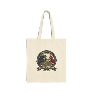 Women's Lightweight Neutral Fabric Tote with Political Elephant and Donkey Design