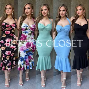 Iris Halter Twist Front Ruffle Dress