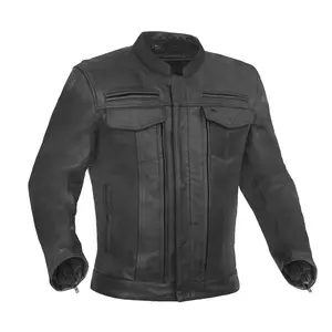 DANIEL SMART Blaze Runner™ Menswear Longsleeves Leather Motorcycle Jacket - Soft Platinum Drum Dyed Milled Cowhide, 2 V2 Pockets, CE-Rated Armor-Ready, Insulated Liner, Stretch Thermal Tops, Zipper Sleeves, Utility Design