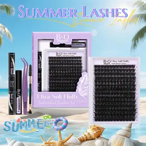 Black Pearl Kit 200D l B&Q Dramatic Soft Mega Thick Volume Individual Clusters,D-Curl,DIY Eyelashes Extension,Waterproof,Week Long Lasting,Salon Full Fake Lashes for Stacking,Vacation Lash Mother Gift Makeup Cosmetic #SummerVibes Outdoorfun