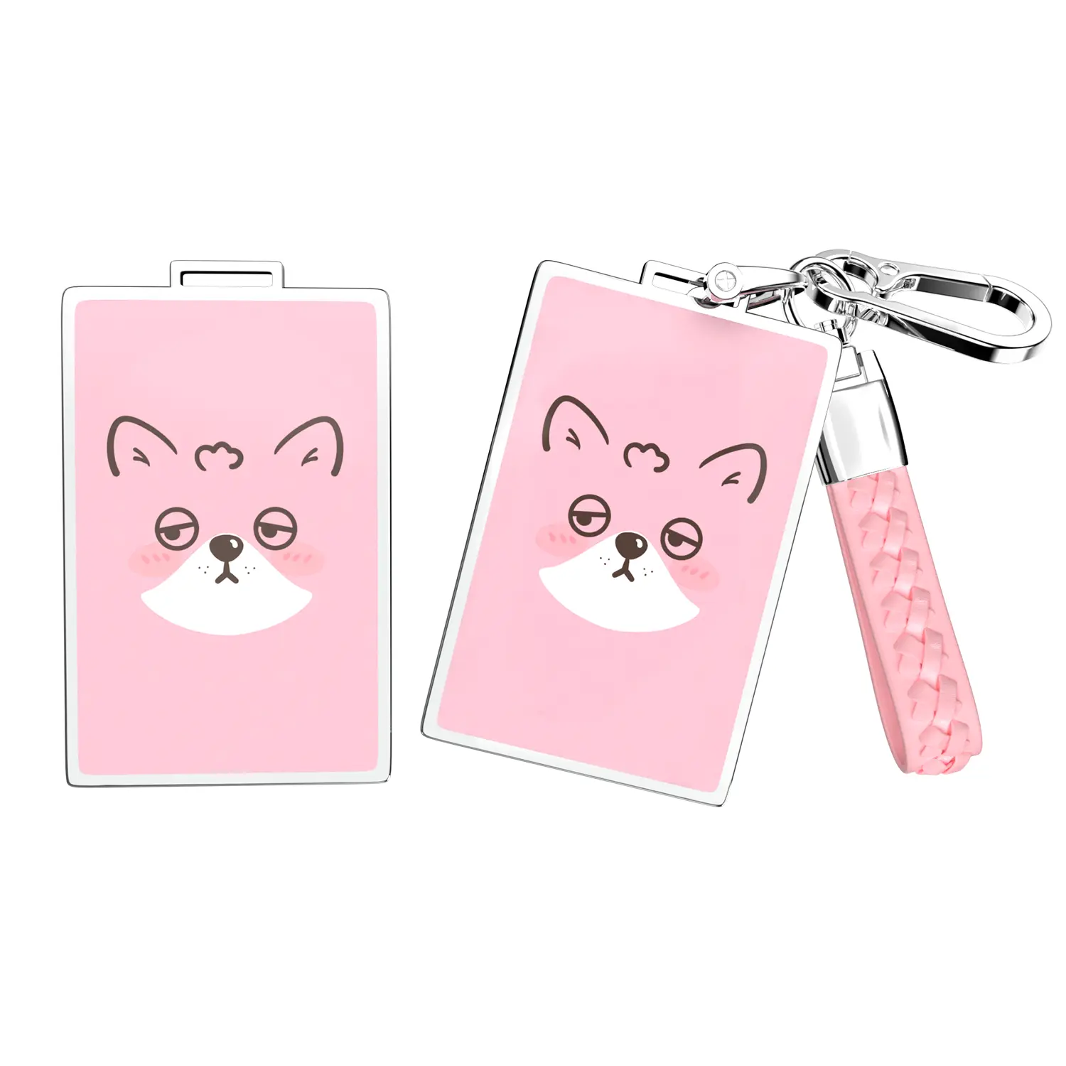 ACEBOY for Key Fob Cover, Soft TPU Key Case Including Chain Compatible with Tesla Model 3/ Y/ S/ X Cybertruck Key Card Holder (Pink)