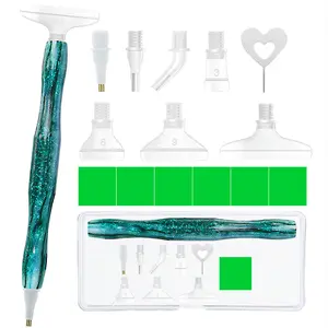 ZYNYXY 16PCS Ergonomic Diamond Art Pens Kits, Resin Diamond Painting Pen with Multifunctional Plastic Screw Thread Tips for 5D Diamond Painting (Starry Green B)