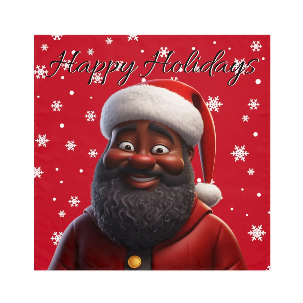 Black Santa Napkins 4-piece Set 19"x19" Soft One-sided Print for Holiday Parties Events Christmas Decorations Tableware Cutlery Festive Design Polyester Material