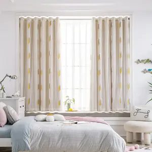 Double Layer Wheat Texture Curtain, Window Curtain with Integrated Sunshade, Fabric and Sheer Material, Bedroom & Living Room Decor Gift