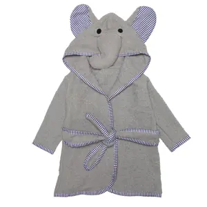 Everyday Kids 3D Gray Elephant Hooded Baby Toddler Bathrobe– Soft & Absorbent Baby Bath Essential