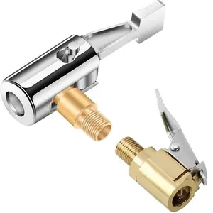 2 Pcs Locking Tire Air Chuck, Tire Inflator Hose Adapter for Twist On Connection Convert to Lock On, No Air Leakage Air Compressor Pump Clip On Tire Chucks, Tire Nozzle with Tire Valve Thread