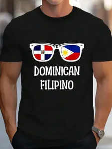 100% Cotton Dominican Filipino Sunglasses Dominican Republic Philippines T-Shirt Women's Men's Graphic Tee Crew Neck summer vacation Tops