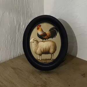 Vintage Art Rooster and Sheep Pattern Artistic Decorative Home Item, Room Decor, Ornaments, Perfect for Halloween Christmas Thanksgiving Wall Decoration