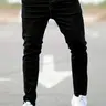 Men's Fitted Casual Solid Color Jeans, Casual Jean Style, Elastic Straight Leg Pants with Slant Pockets, Soft Cotton Fabric for All Seasons