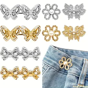 8 Sets of Pants Waist Tighteners, Adjustable And Detachable Decorative Waist Buckles, Jeans Buttons for Pants