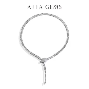 Luxurious D Color VVS1 All Synthetic Moissanite Necklace Snake design for Men Women Beautiful Jewelry Party  Anniversary Jewelry N036