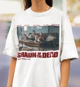 Shaun of The Dead Movie Tee Shirt Unisex Edgar Wright Simon Pegg Nick Frost Vintage Movie Tee shirt Gift for Cult Classic Comedy Lovers