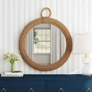 Aspen Round Handwoven Jute Rope Wall Mirror