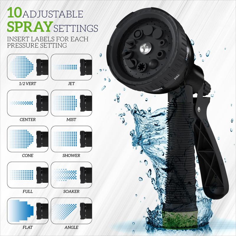 Heavy Duty Superior Strength，Expandable Garden Hose,4 -Layer durable collapsible Latex Core,Extra Strong Brass Connectors ,lightweight flexible water hose