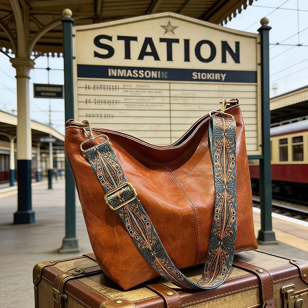 High-End Vintage Commuter Hobo Bag Crossbody Bag | Bohemian Style Easy Wallet Handbag Bucket Bag | Adjustable Shoulder Strap Design, Durable And Sturdy Material | Very Suitable for Daily Commuting And As an Accessory for Travel Attire