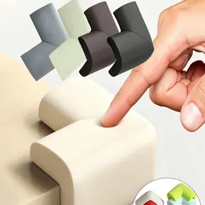 4 Piece Soft Safety Corner Protectors, Furniture Table Wall Edge Guards, Anti-Collision Shock Absorption, Easy Install Durable Safe Solution