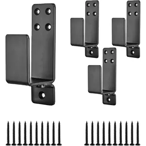 4 Pcs Door Barricade Brackets, Door Bar Bracket for 2X4 Lumber Door Brace Security Bar as Home, Barn, Shed,, Gate Security Door Reinforcement (Black)