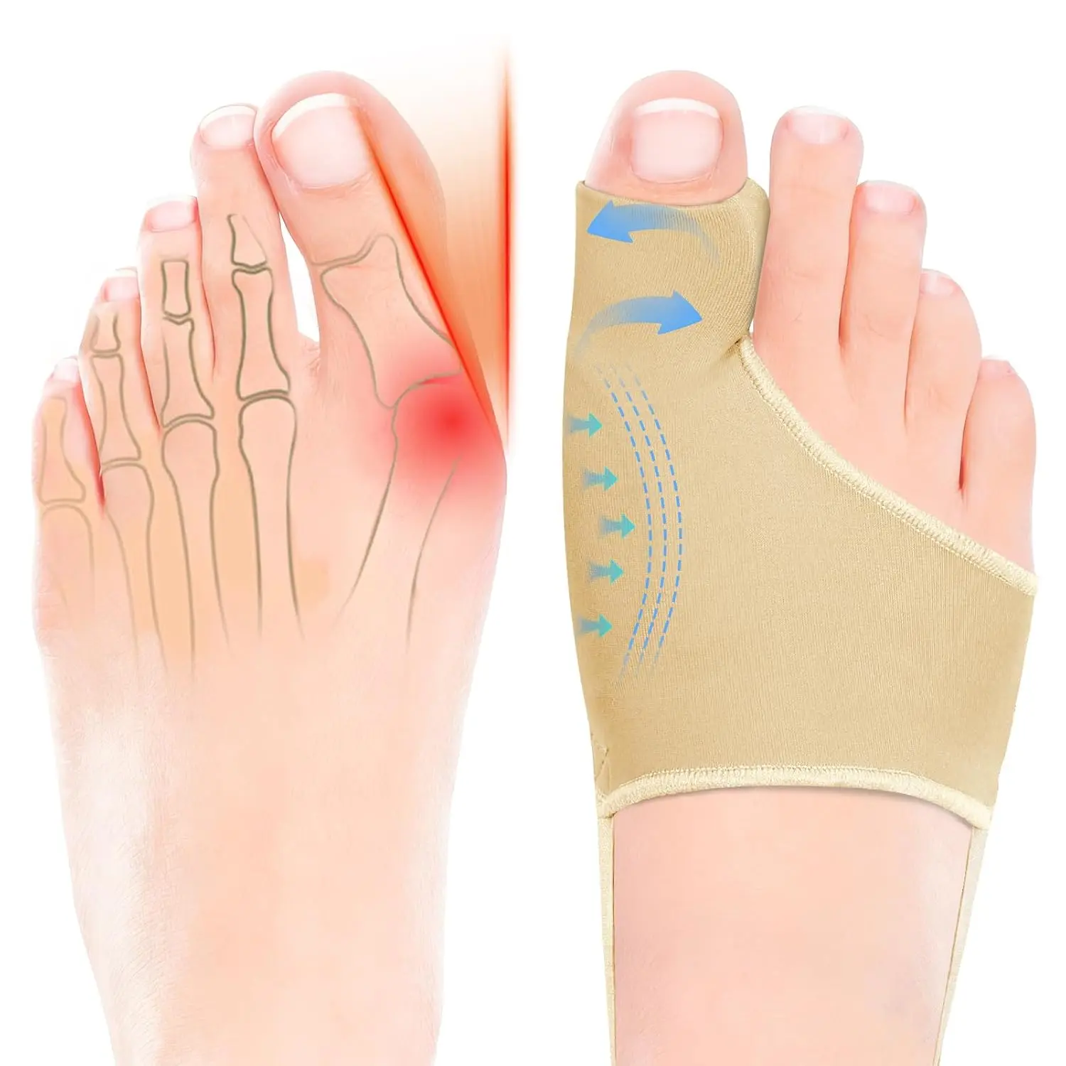 2PCS Bunion Corrector for Women & Men Big Toe, Bunion Splint with Spacers