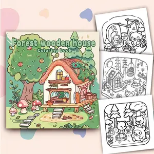 Forest Wooden House Coloring Book, 1 Count Cute Forest Wooden House Theme Coloring Book, DIY Painting Supplies for Adults, Anime Design Christmas Gift
