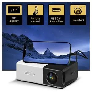 {Free Shipping for Orders Over $30} Mini 4K HD Projector - Video Projector for Outdoor Movies, Games and Presentations, USB, AV, TV Box, Laptop, Android/IOS, SD Card Compatible, Suitable for Family Camping, Office Meeting and Halloween Gift Audio