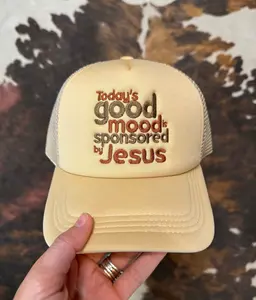 Todays Good Mood Sponsored By Jesus Embroidered Foam Trucker Hat