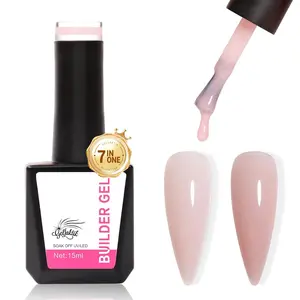 15ml 7 in 1 Builder Gel for Nails, LED Lamp Cured Builder Gel Nail Polish for Clear Rubber Base Strengthener Extensions, Thickening Repair Salon-Quality DIY Manicure (Nude)