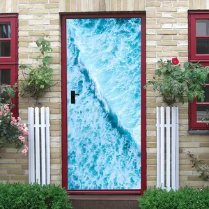 2pcs Ocean Wave Wall Stickers Self Adhesive Removable PVC Decorative Decals for Living Room Bedroom Bathroom Kids Room Blue Gradient Sea Theme Home Decor Modern Minimalist Nordic Style Waterproof Wall