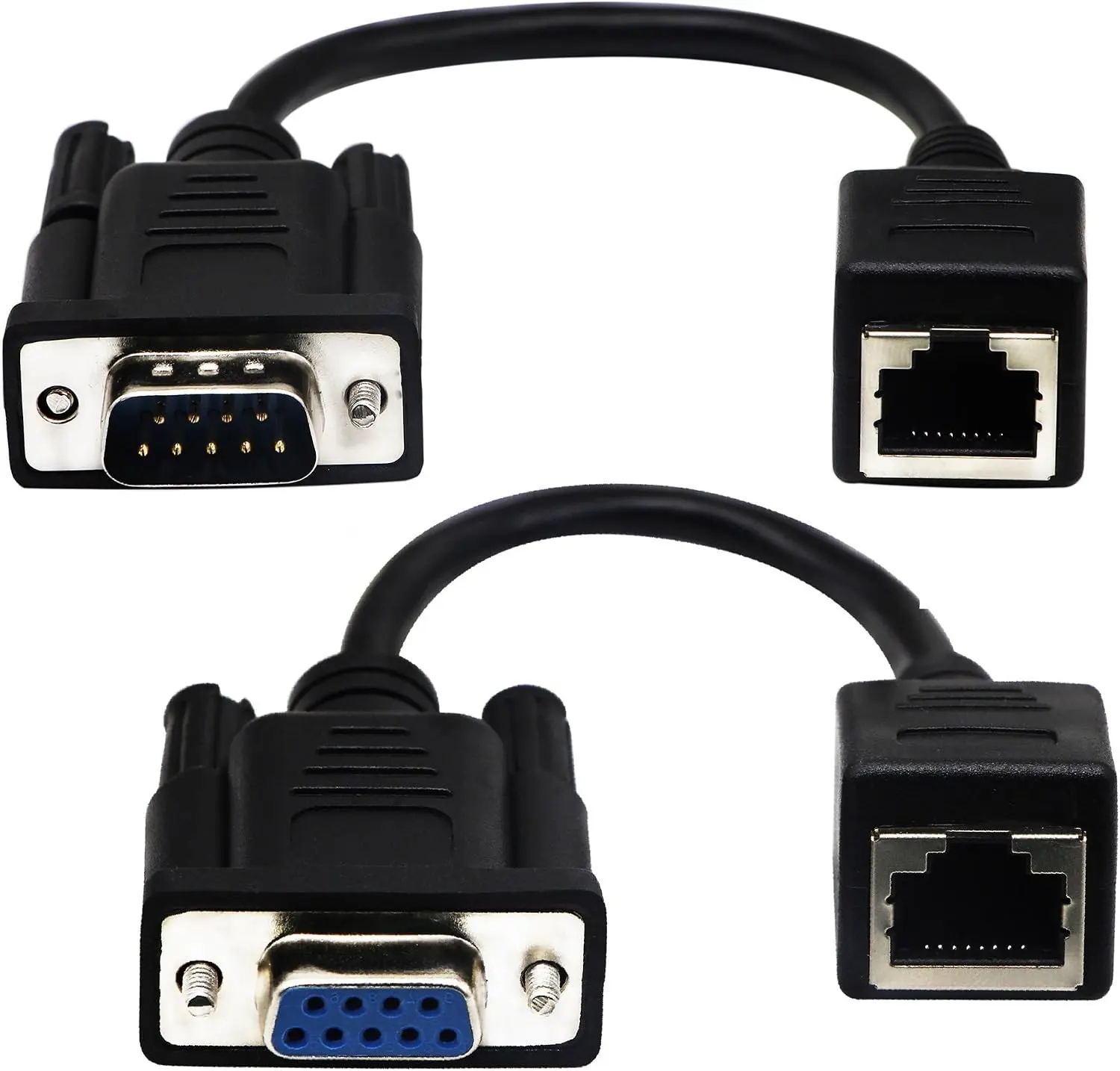 RJ45 to RS232 Cable, DB9 9-Pin Serial Port Female&Male to RJ45 Female Cat5/6 Ethernet LAN Console（15CM/6Inch） 2Pack