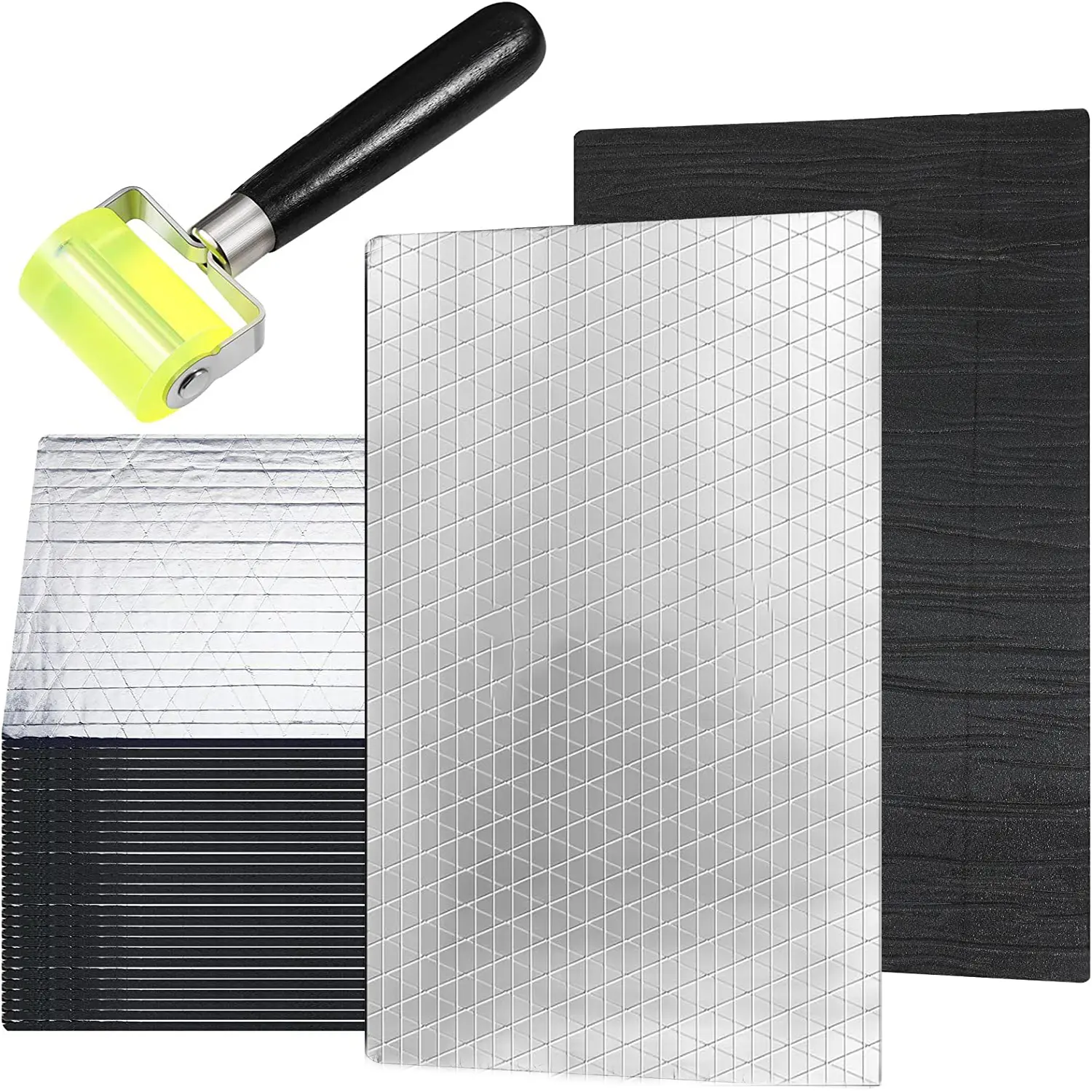 30 Pack Thermal Sound Deadener,32Sqft Car Heat Shield Insulation Noise Reduce Mats with Roller, 276MIL 7mm Closed Cell PE Foam Vibration Dampening,Universal for Hood Ceiling Door,Car Interior Accessories for Car Sedan SUV Truck,Vehicle #fathersdaygift